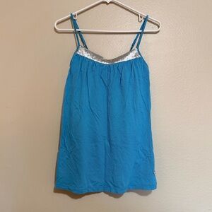 Hollister Teal Tank Top with Sequins Size Medium